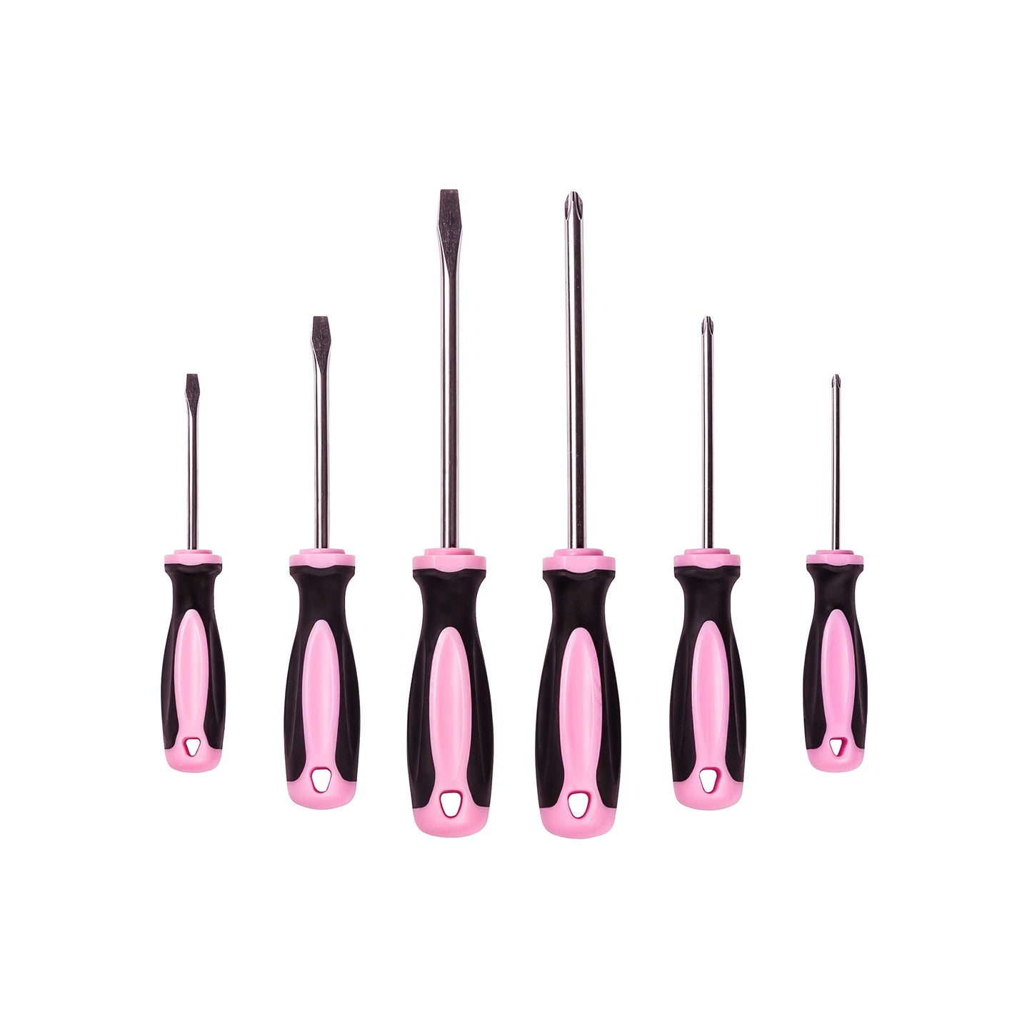 Pink Power Magnetic Screwdriver Set - 6 Piece Phillips and Flathead Hand Tool Set for Women