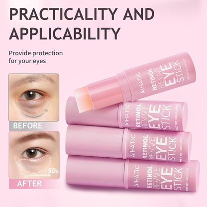 Retinol & Caffeine Eye Balm Stick - Dark Circles Relief & Depuffing Treatment, Hyaluronic Acid + Collagen, Gentle Under Eye Cream for Sensitive Skin, Hydrates & Smooths Fine Lines, 0.35oz/10g