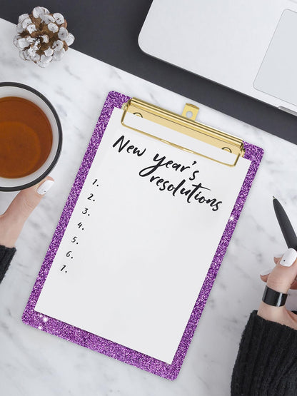 Acrylic Clipboards, Fashion Glitter Clipboard, Size 6" x 9", Cute Confetti Clipboards for Women, Desk Office Supplies and Accessories.Purple