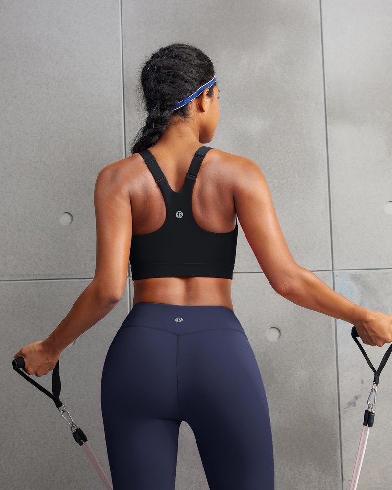 RUNNING GIRL Black Sports Bra for Women,Adjustable Straps Molded Cups High Support Sports Bras for Women Large Bust(3110Black_L)