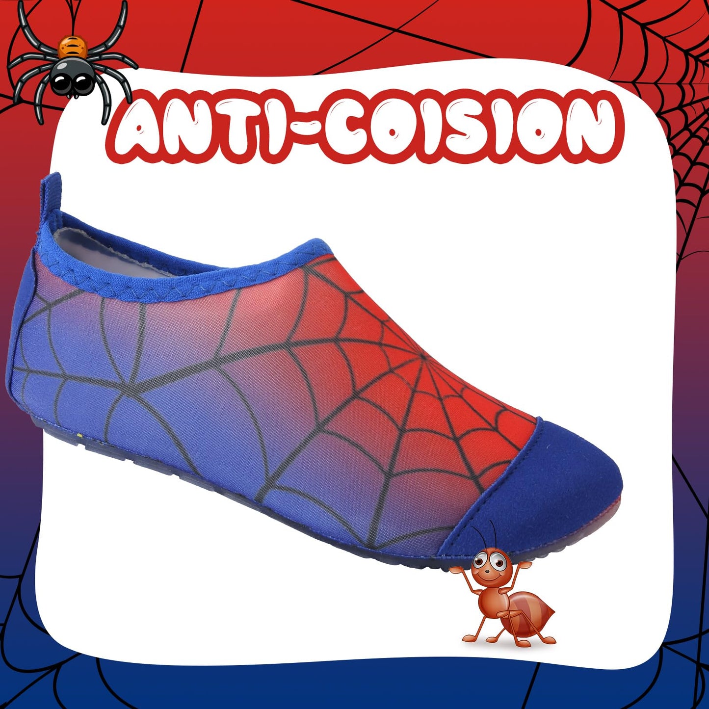 Kids Swim Water Shoes for Boys Toddlers Baby Aqua Socks for Kids Quick Dry Pool Beach Barefoot Children（Cobweb Red 28/29