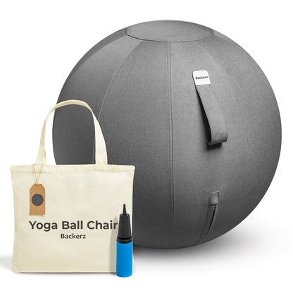Backerz Balance Ball Chair for Office & Home - Ergonomic Exercise Ball for Posture & Back Pain Relief, Yoga Ball Chair - Sitting Ball with Washable Linen Cover