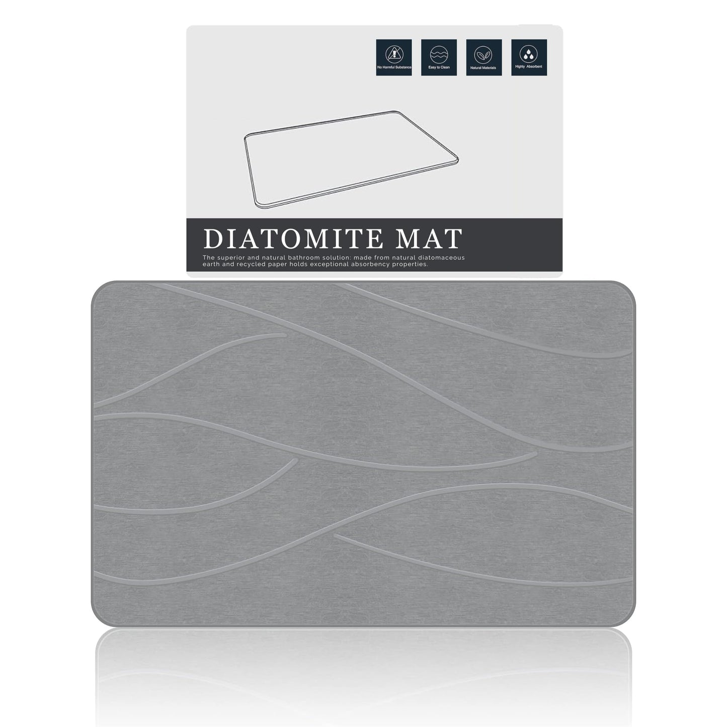 IDYFODOL Diatomite Stone Bath Mat Super Absorbent Quick Dry Easy to Clean Non Slip Versatile Mat for Bathroom, Kitchen, and More - 40x60 cm (Diatomite, Grey)