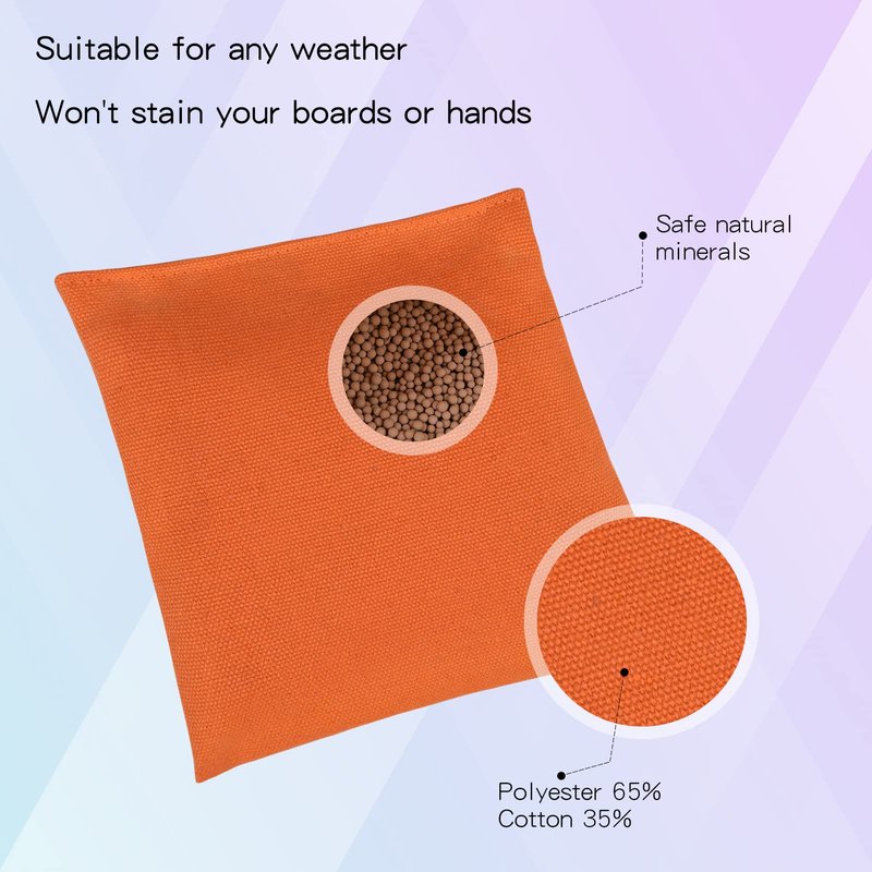 yaaduo Set of 8 Regulation Cornhole Bags Double Sided, Weather Resistant Bean Bags for Cornhole Toss Game, Corn Hole Beans Bags with Tote Bag (Black/Orange)