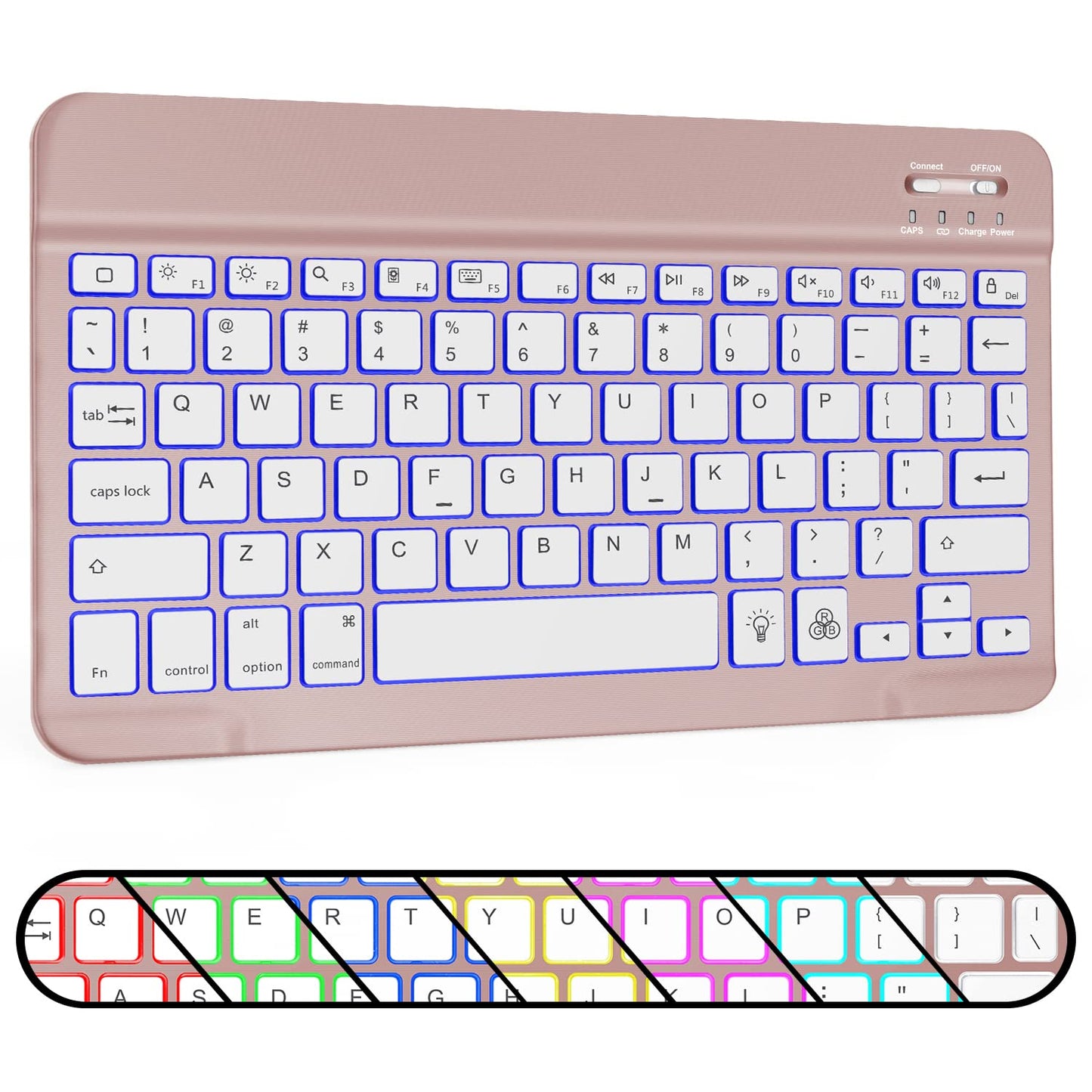 OMOTON Bluetooth Keyboard, Backlight Wireless Rechargeable Keyboard for iPad, iPad Pro, iPad mini, iPad Air with Illuminated LED (White)
