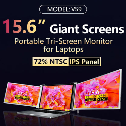 VILVA Portable-Monitor-for-Laptop - 15.6'' 1080P FHD IPS Display USB-C HDMI Portable Monitor for Laptop with Cover and Speakers External Monitor for Laptop/PC/Mac/Phone/Xbox Switch/PS4/