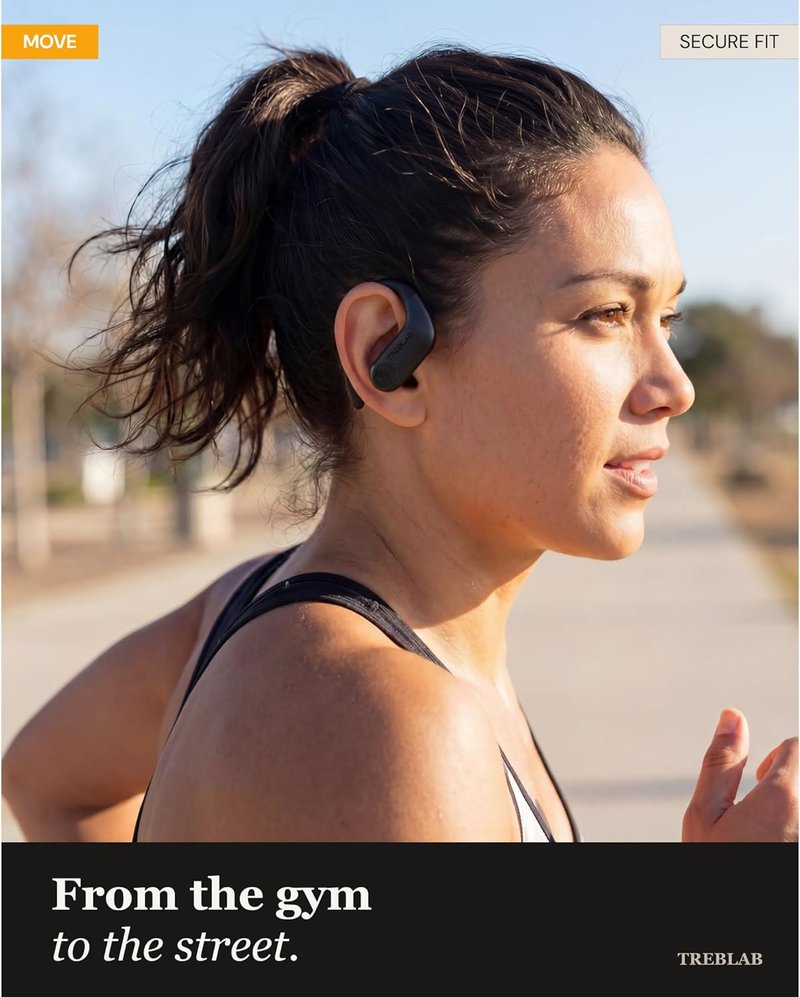 TREBLAB X3 Pro - Wireless Sports Earbuds | Comfortable Bluetooth Headphones with Secure Ear Hooks, 12H Battery Life, IPX5 Sweatproof