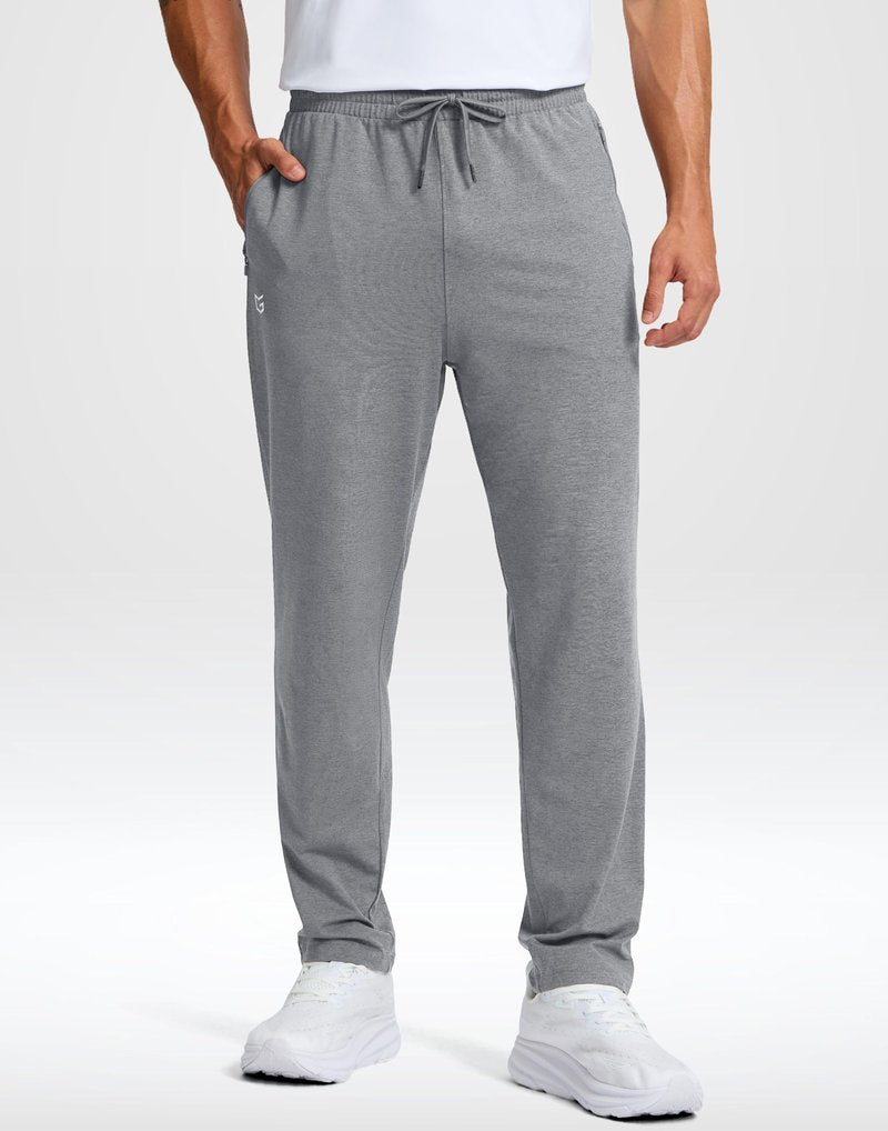 G Gradual Men's Sweatpants with Zipper Pockets Lightweight Athletic Workout Pants Soft Casual Lounge Sweat Pants for Mens(Platinum Heather, L)