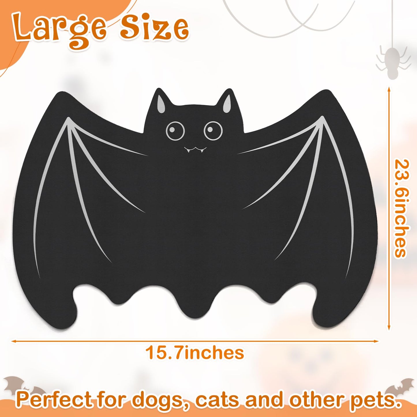 Pet Mats for Food and Water Dog Cat Food Mats Pet Feeding Mat Anti-Slip No Stains Quick Dry Floors Waterproof Placemat Pet Food Bowl Mat Halloween Decorations - 23.6" x 15.7" Bat