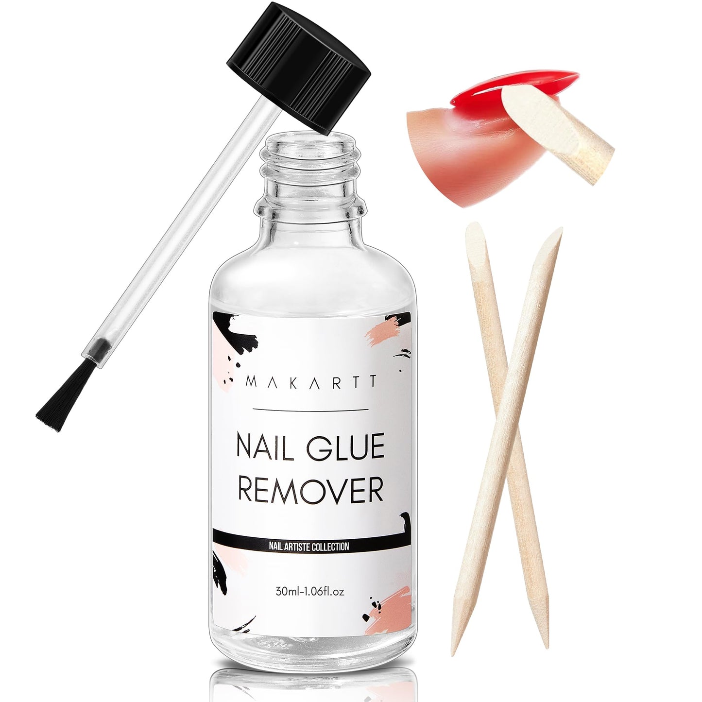 Makartt Nail Glue Remover for Press on Nails - 30ML Glueoff Easy Removal Versatile Debonder for Glue on Tips, Regular Polish, Quick Glues and Semi-Cured Sticker DIY Manicure Supply