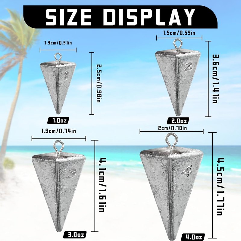 Pyramid Sinkers Fishing Weights - Durable Saltwater Tackle for Surf Fishing | 1 oz, 2 oz, 3 oz Options