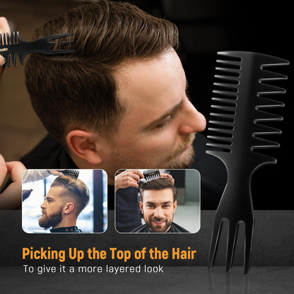 Stylemate Men's Hair Styling Combs and Brush Set - Roller Brush for Adding Volume, Pompadour, Slicked-back, Fauxhawk, Undercut Styling Combs