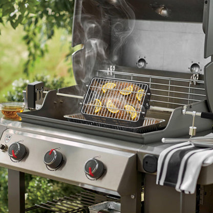 onlyfire Adjustable Rotisserie Basket, Stainless Steel Flat Rotating Cages Fits 1/2" Hexagon, 3/8" Hexagon, 3/8" Square & 5/16" Square Rotisserie Spit Rods and Most Chacoal, Kamado and Gas Grills