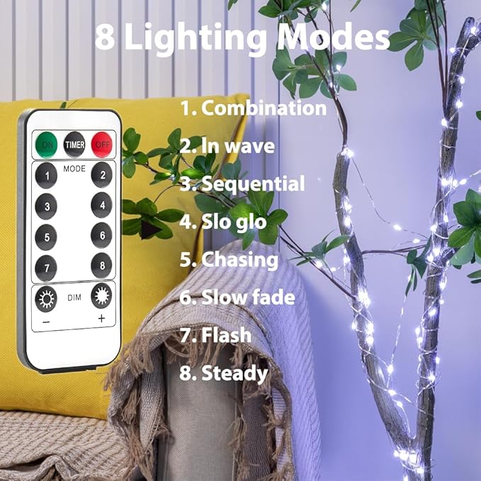 525FT Cool White Fairy Lights, 1600 LEDs, Plug - in, 8 Modes with Timer, Remote, Dimmable & Waterproof, Ideal for Bedroom, Garden, Christmas, Wedding, Birthday (Indoor/Outdoor)
