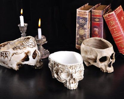 IBWell Modern Large Funny Resin Skull Shaped Head Design Flower Pot Planter Container, Decoration Flowerpot Props Home Office Desk Decor (Mediterranean)