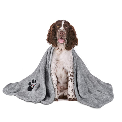 Dogvingpk Dog Towels for Drying Dogs Super Absorbent Soft Microfiber Pet Bath Grooming Towel for Dogs Cats and Other Pets (M-36" * 28", Grey )