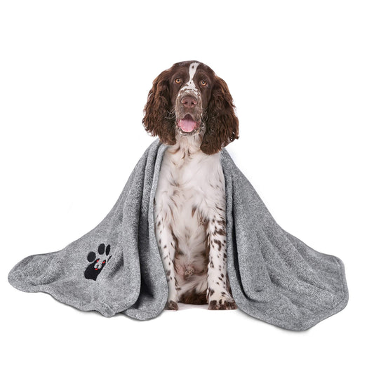 Dogvingpk Dog Towels for Drying Dogs Super Absorbent Soft Microfiber Pet Bath Grooming Towel for Dogs Cats and Other Pets (M-36" * 28", Grey )
