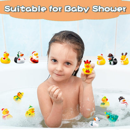 2025 Advent Calendar Christmas Ducks - 24pcs Rubber Duck Advent Calendar 24 Days of Christmas Countdown Toys for Xmas Party Favors Kids Toddlers