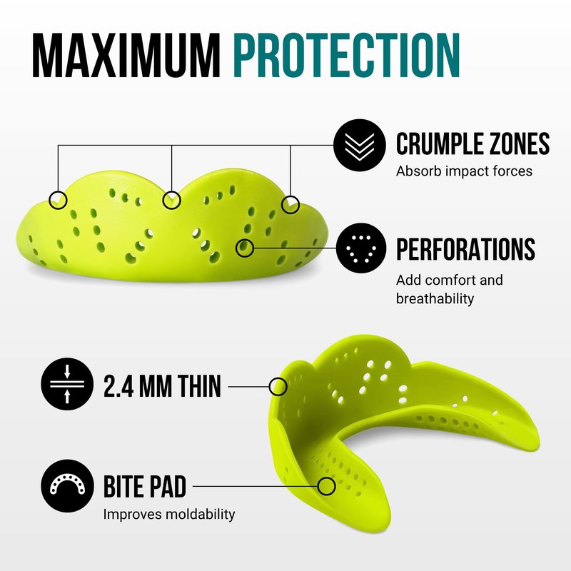 SISU Max Mouthguard, Neon Flash - 50% Stronger, Maximum Protection for Rugby, MMA, Boxing, Lacrosse, Football, Hockey, High-Impact Sports - Adult Fit, Remoldable Up to 20 Times, Works for Braces