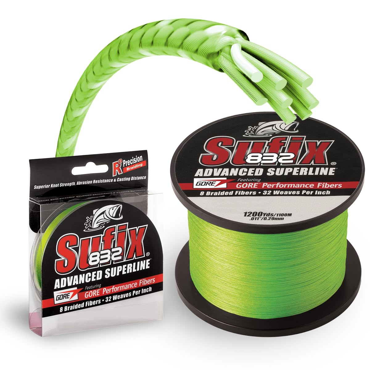 Sufix 832 Braid 20 lb Neon Lime 300 yards