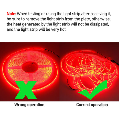 GOMING 32.8ft/10M DC 24V COB Red LED Strip Light Uniform Glow Dotless 384LEDs/M Not Waterproof IP20 Flexible LED Tape Lights for DIY Cabinet Bedroom Kitchen Home Decor(No Power Supply)