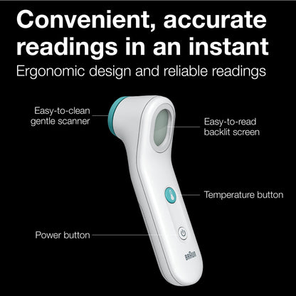Braun Sensian Contact 5 Forehead Thermometer - Gentle Digital Thermometer with Professional Accuracy and Color Coded Temperature Guidance for All Ages, FSA and HSA Eligible