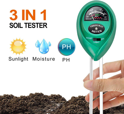 iPower 3-in-1 Soil Moisture/pH/Light Meter, Soil Test kit for Indoor & Outdoor Use, Suitable for House Plants, Garden, Lawn, Farm