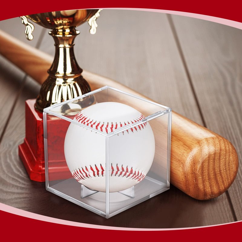 Chumia Baseball Display Cases for Balls, Acrylic Baseball Holder Clear UV Protected Cube Autograph Storage Box for Official Size Standing
