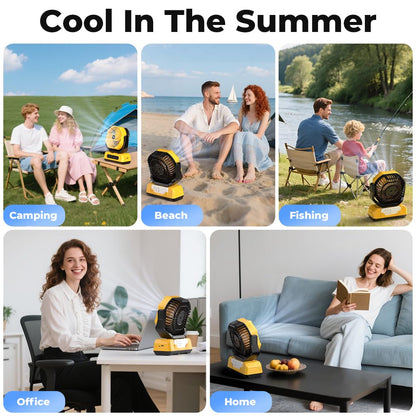 30000mAh Portable Camping Fan with RGB Lantern, Rechargeable Battery Powered Oscillating with 4 Wind Speeds LED Display, Remote Control Timer Tent Beach Cordless USB Fans for Travel Home Outdoor