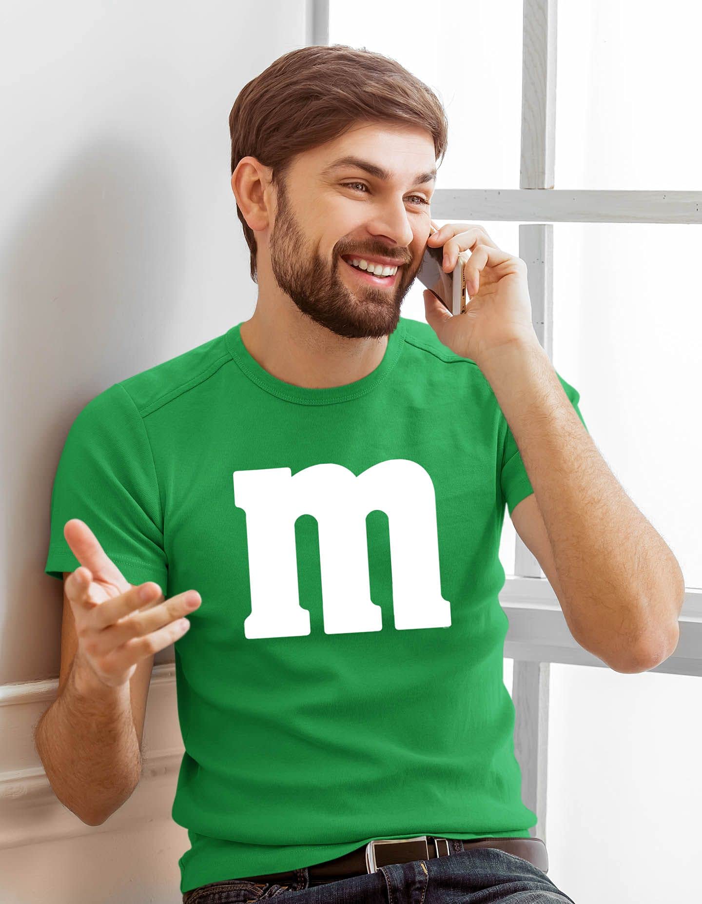 Letter M Halloween Costumes T-Shirt | Funny Cool Graphic Tee Idea | for Men Irish Green