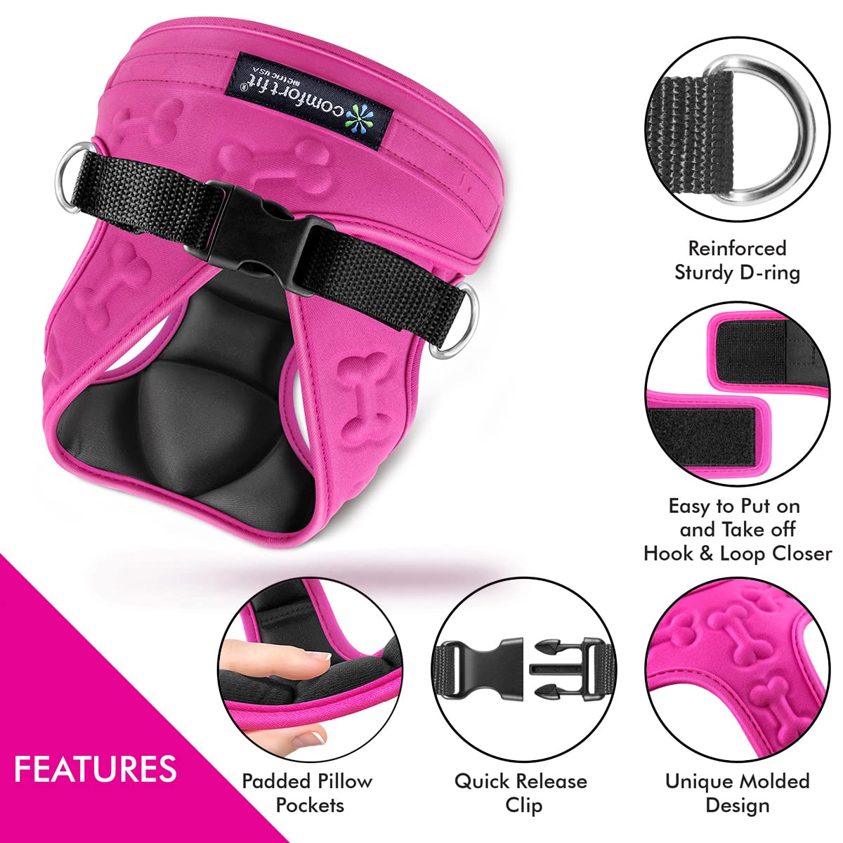 Comfort fit All Weather Step-in Dog Harness - Adjustable Small Dog Harness Medium Sized Dogs - Soft Padded Easy Walk Dog Vest Harnesses