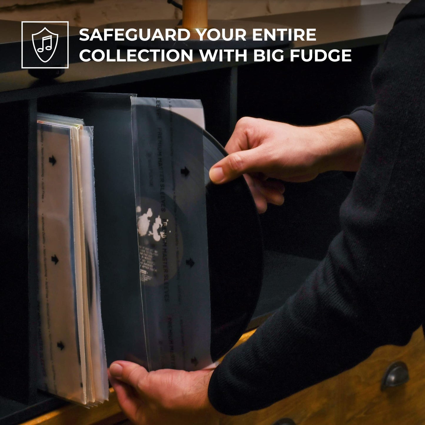 BIG FUDGE Vinyl Record Inner & Outer Sleeve Bundle - 12" x 25pcs High-Density Polypropylene Outer Sleeve Album Covers & 12" x 25pcs Archival Anti-Static Rice Paper LP Inner Sleeves