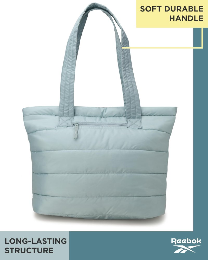 Reebok Womens Tote Bag - Lightweight Carry On Puffer Quilted Tote Bag for Travel Work Travel and Daily Essentials, Size One Size, Beatrice Boho Sage