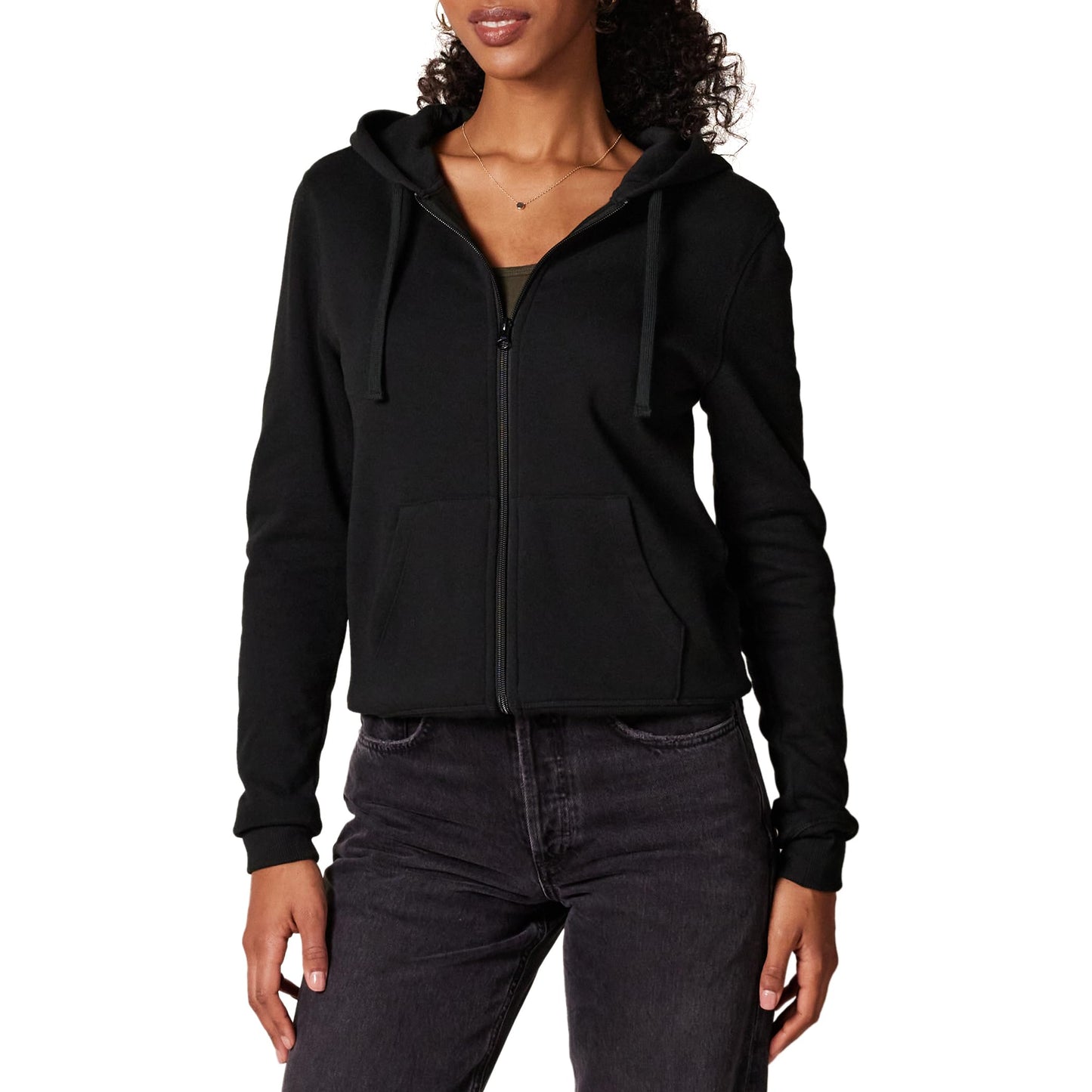 Amazon Essentials Women's Fleece Full-Zip Hoodie (Available in Plus Size), Black, Medium