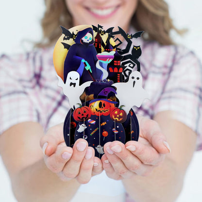 FaCraft Halloween Cards - 3D Handmade Happy Halloween Pop Up Greeting Cards Gifts with Envelope and Seals, for Kids Boy Girl (Pumpkins, Ghosts, Witches, Bats