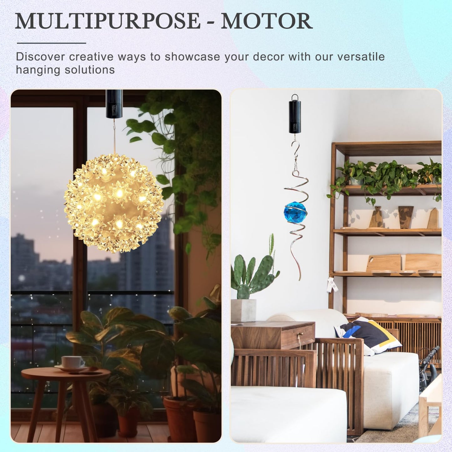 Eiryhope Wind Spinner Motor 20RPM Battery Operated | Hanging Display for Wind Spinners, Chimes, Sun Catcher, Disco Ball, Baby Crib, Garden/Christmas Decor