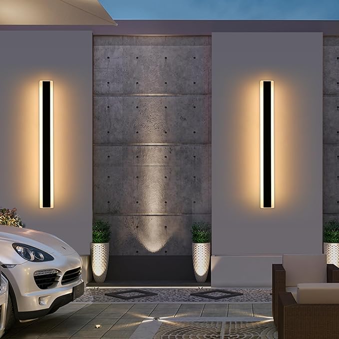 Mikeru 2pack 39.3inch Outdoor Wall Light Fixtures, 3000K Modern Exterior Lights for House Ip65 Waterproof Rust Outdoor Light Fixtures Hardwire Wall Mount Exterior Lighting for Shop,Garage