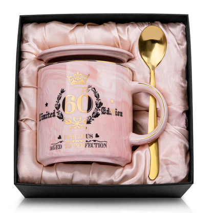 Best Friend Birthday Gifts for Women, Friendship Gifts for Women, Unique Birthday Valentines Day Gift Ideas for Her, Friends Female, Besties, BFF Ceramic Marble Coffee Mug Gift Box Printed Gold 14 oz
