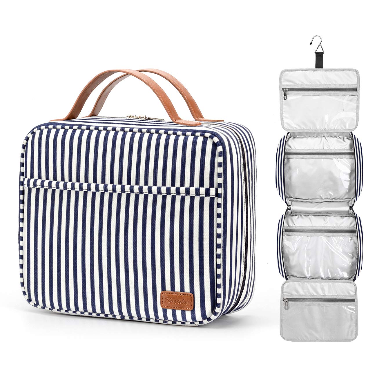 Hanging Travel Toiletry Bag, Large Capacity Wash Bag Waterproof Cosmetic Bag Makeup Organizer with 4 Compartments & 1 Sturdy Hook for Women/Men