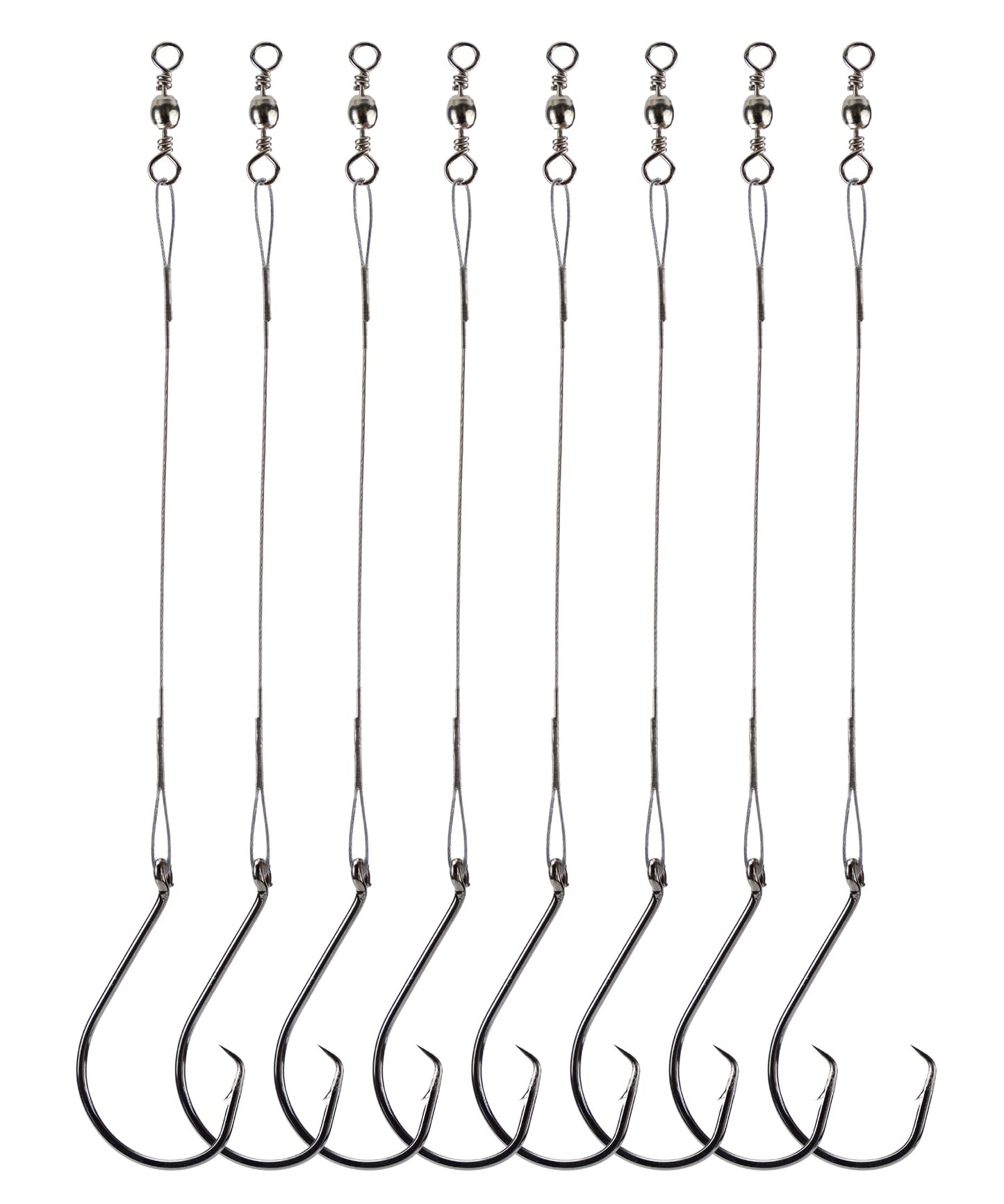 Uxwuy Fishing Circle Hooks Saltwater 50pcs Leader Hook Rigs for Catfish Bass With Offset Hooks