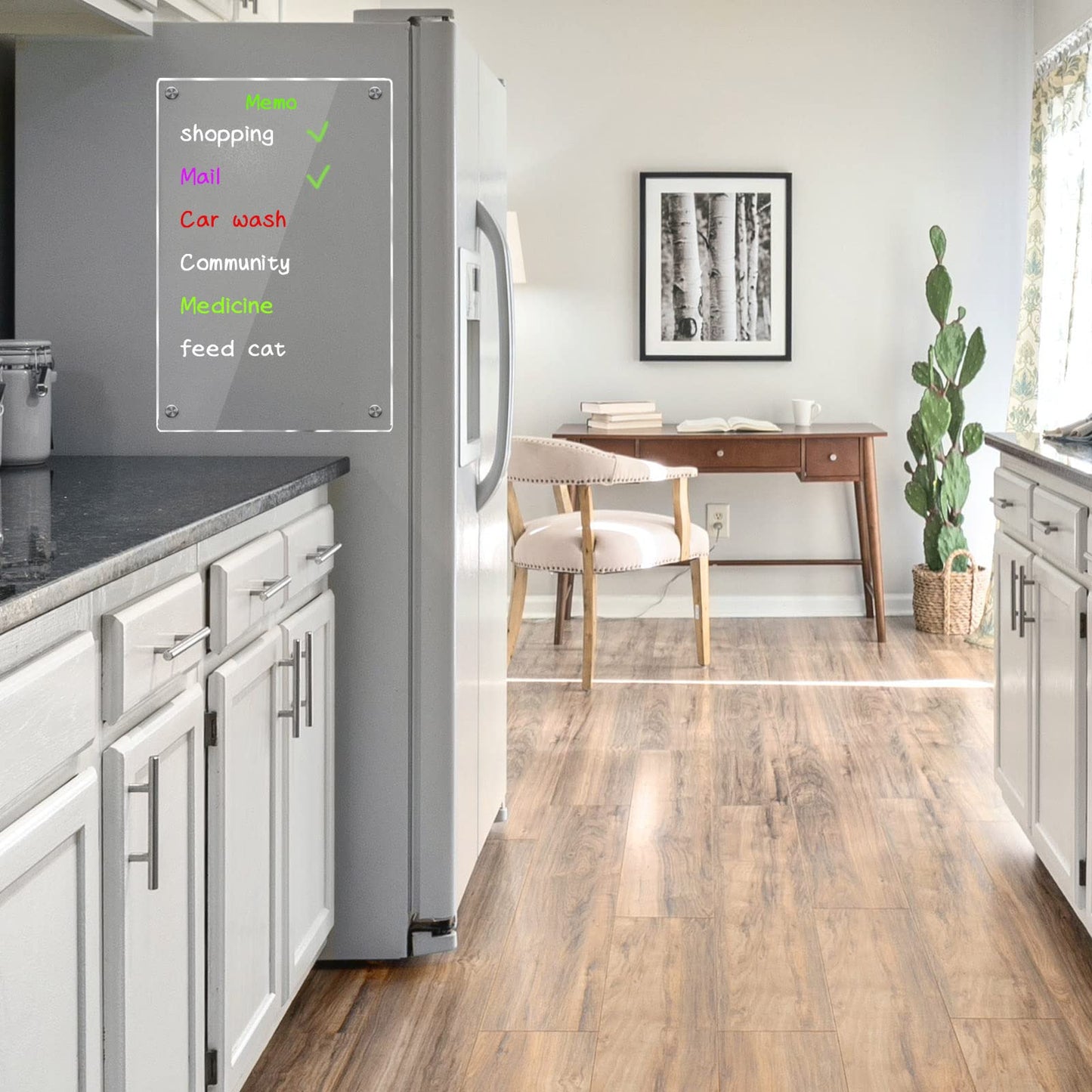 JonXon 8"x12" Acrylic Magnetic Dry Erase Board for Fridge, Clear Acrylic Magnet Calendar for Refrigerator,Includes 6 Dry Erase Markers(Clear Blank)