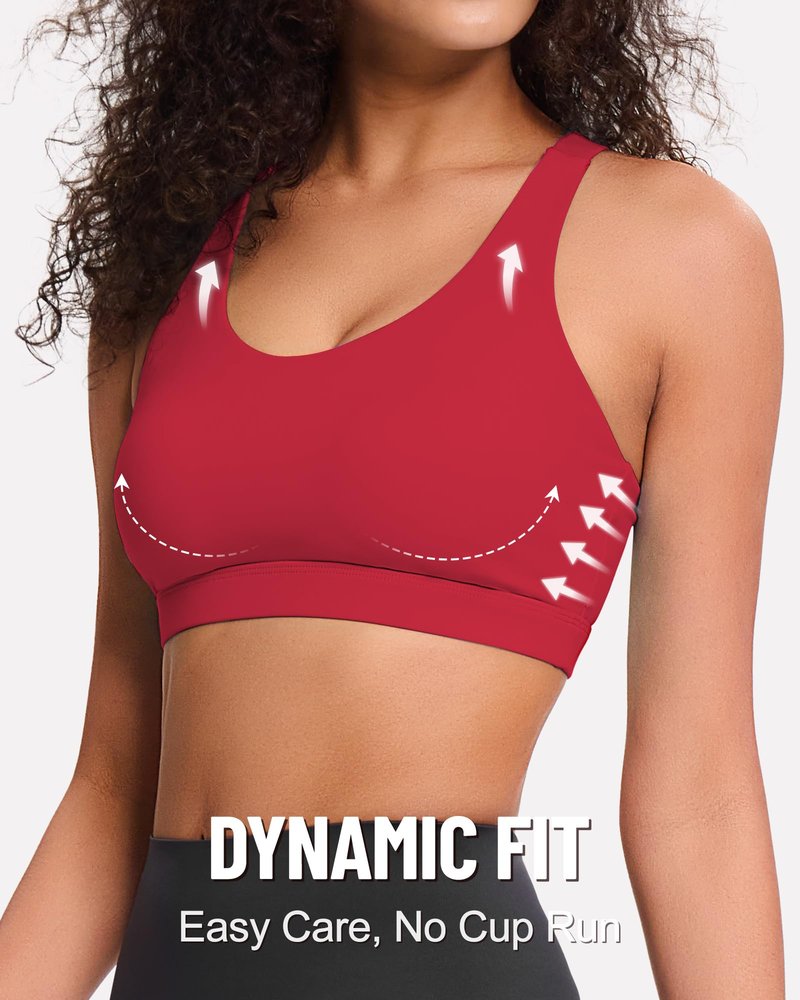 Sports Bras for Women, High Impact Sports Bra - Racerback Running Bra Padded Yoga Bra, Workout Crop Tank Tops Longline(Red)