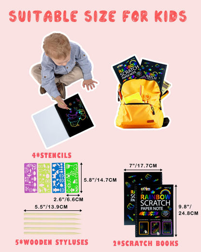 OSLINE Arts and Crafts for Kids Ages 3-5-10 Girls Boys,Rainbow Scratch Paper Art Notebooks,Art Supplies Kit for Gift, Party Favor Toys for 4-8 Year Old,Easter Birthday Gifts for Kids 6-12