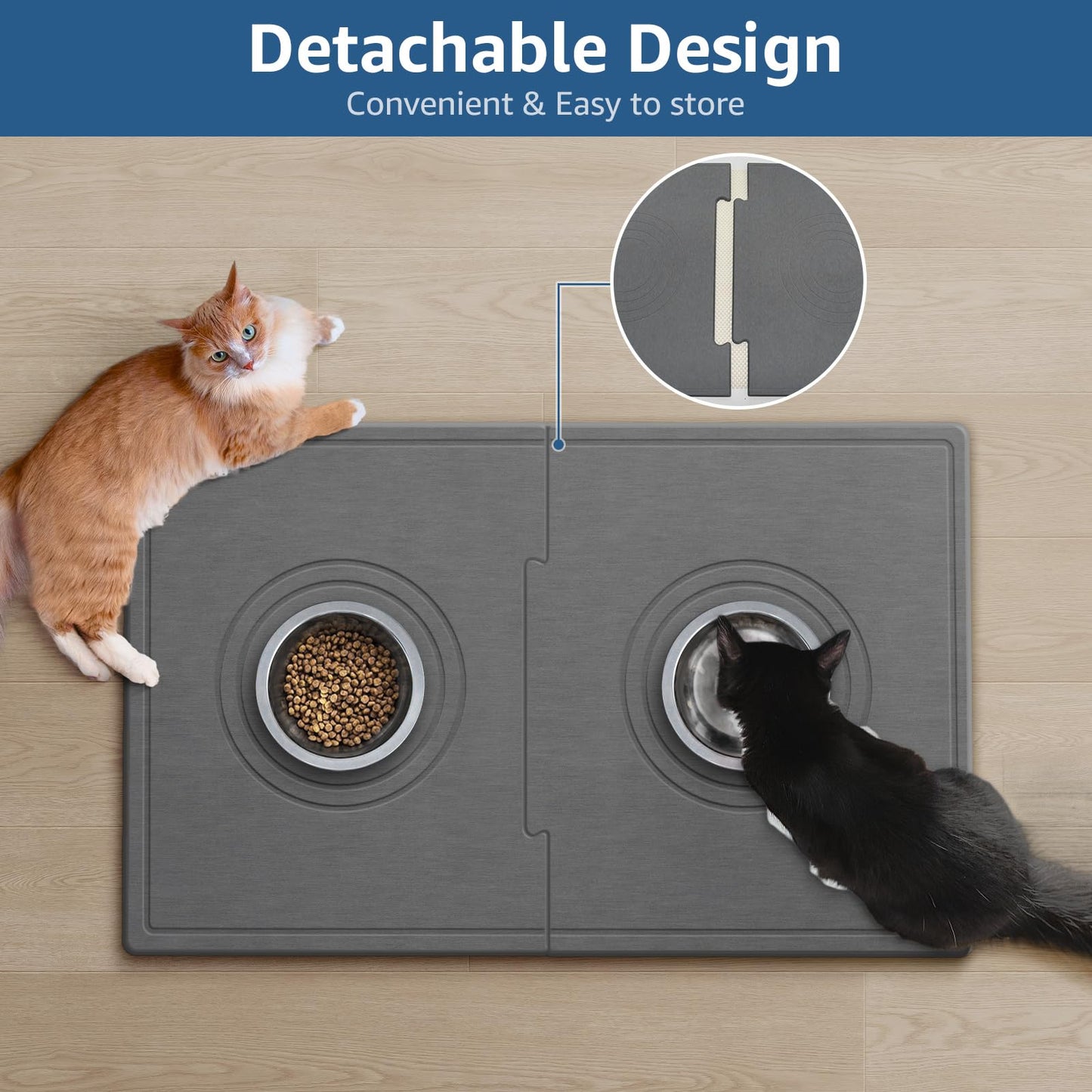 Yolife Extra Large Dog Water Bowl Mat, Fast Water Absorbing Stone Pet Feeding Mat for Messy Drinkers, Stone Drying Mat for Dogs Food and Water Bowls, Dog Cat Food Mats for Floors(31.5” x 19.7”, Grey)
