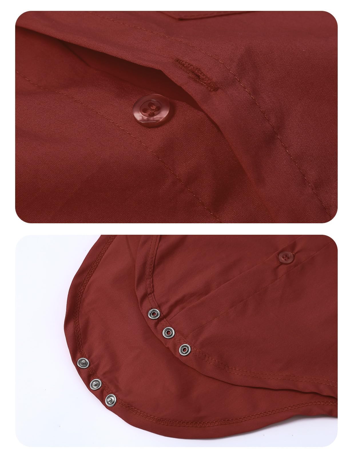A&J DESIGN Wine Red Baby Boy Dress Shirt Infant Formal Christmas Wedding Romper Gentleman Long Sleeve One Piece Bodysuit with Bowtie 6-9 Months Burgundy