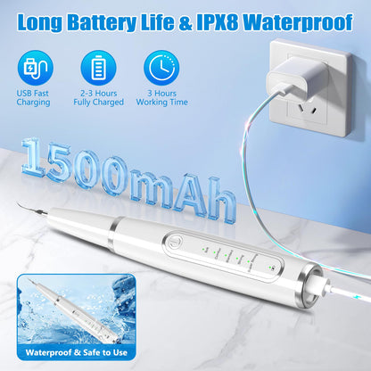 Dog Tartar Remover for Teeth, Dog Teeth Cleaning Kit with LED Light and 5 Modes, Teeth Cleaner for Dogs and Cats,White