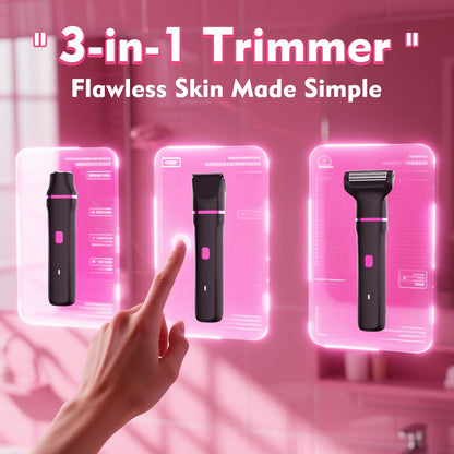 Bikini Trimmer for Women - Painless Electric Razors for Silk Skin,Cordless Body Shaver for Trip,Replaceable Lady Facial Razor, IPX7 Waterproof&Easy Cleaning, Ceramic Blade, USB Charge Dock Pink