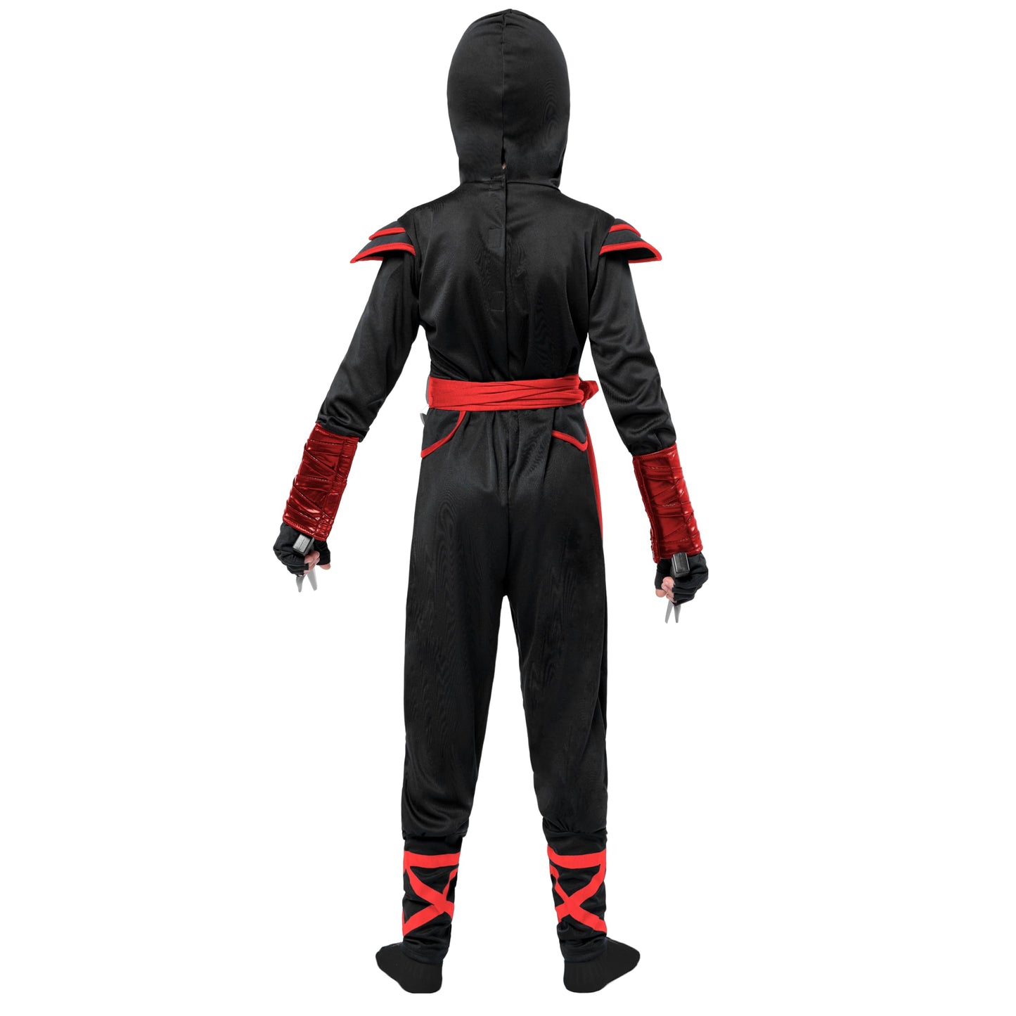 Spooktacular Creations Halloween Ninja Costume Kids, Black Red Ninja Dragon Jumpsuit Set, Boys Halloween Costume for DressUp and RolePlay Party (Medium, 8-10 yrs)