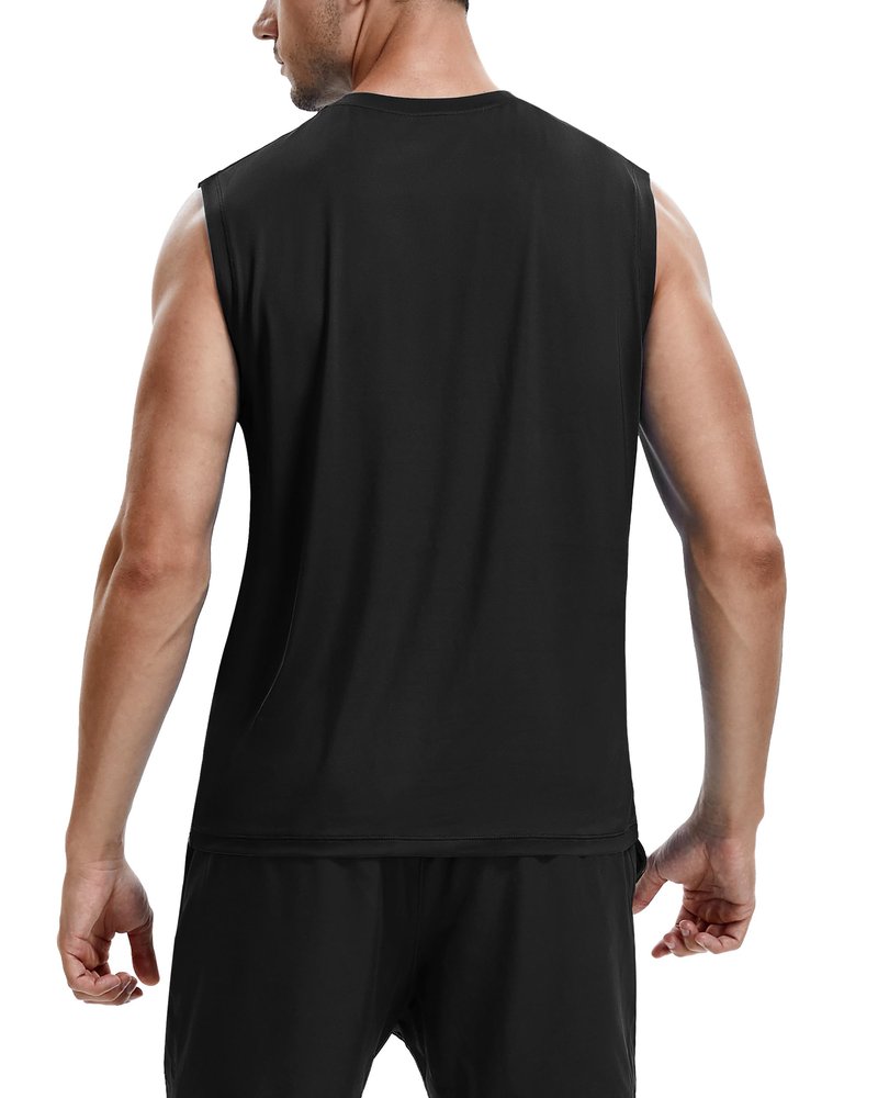 Roadbox Workout Sleeveless Shirts for Men Athletic Gym Basketball Quick Dry Muscle Tank Tops Black
