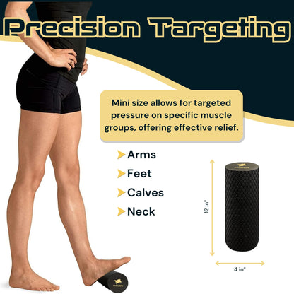 Foam Roller - Mini - 12 x 4 inches - Textured for Muscle Massage, Physical Therapy, Pilates, Yoga, Exercise Equipment by FitNation